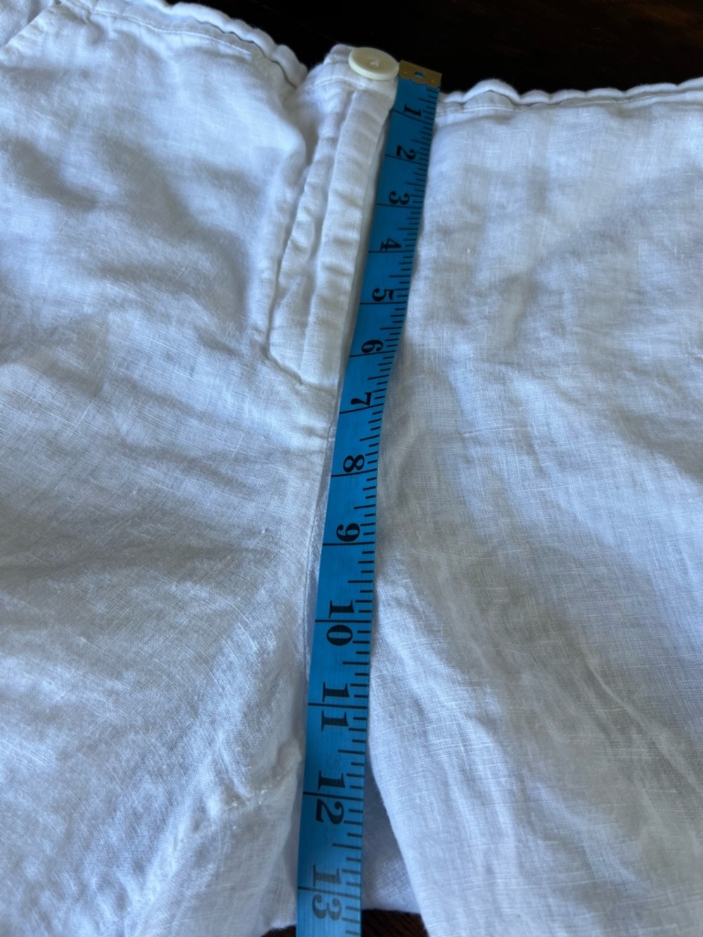 Flax 100% Linen Crop Pants Women’s M (10-14) White Lightweight Pockets Coastal - Picture 12 of 14
